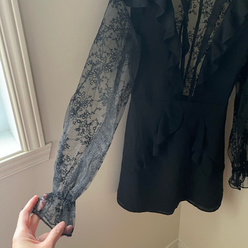Princess Polly long sleeve mini black lace dress - Picture 7 of 9